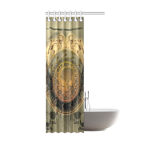 Awesome skulls on round button Shower Curtain 36"x72"