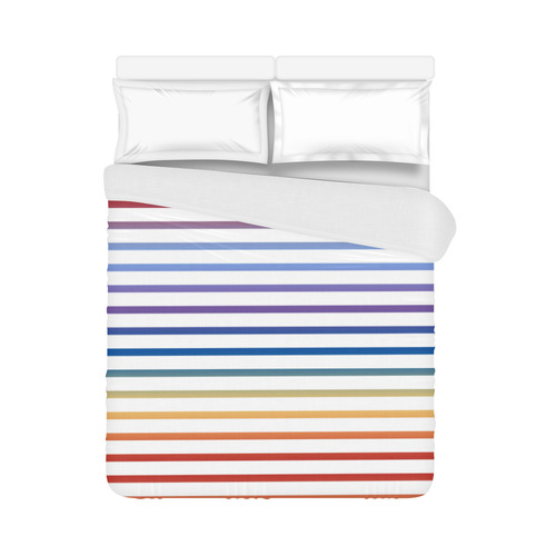 Narrow Flat Stripes Pattern Colored Duvet Cover 86"x70" ( All-over-print)