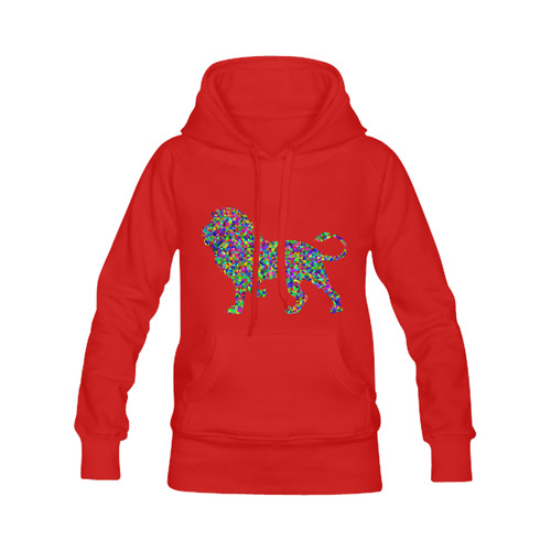 Abstract Triangle Lion Red Women's Classic Hoodies (Model H07)