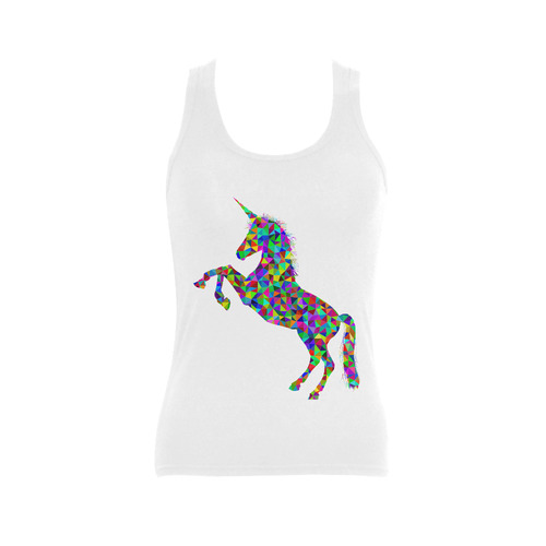 Abstract Triangle Unicorn White Women's Shoulder-Free Tank Top (Model T35)