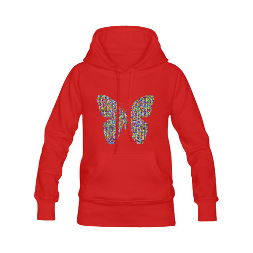 Abstract Triangle Butterfly Red Women's Classic Hoodies (Model H07)
