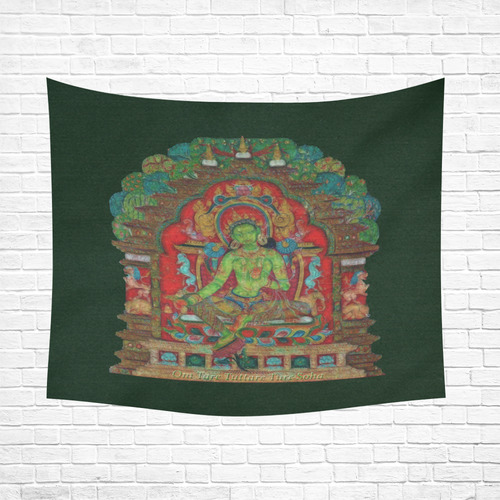 Green Tara from Tibetan Buddhism Cotton Linen Wall Tapestry 60"x 51"