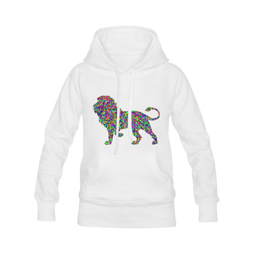 Abstract Triangle Lion White Women's Classic Hoodies (Model H07)