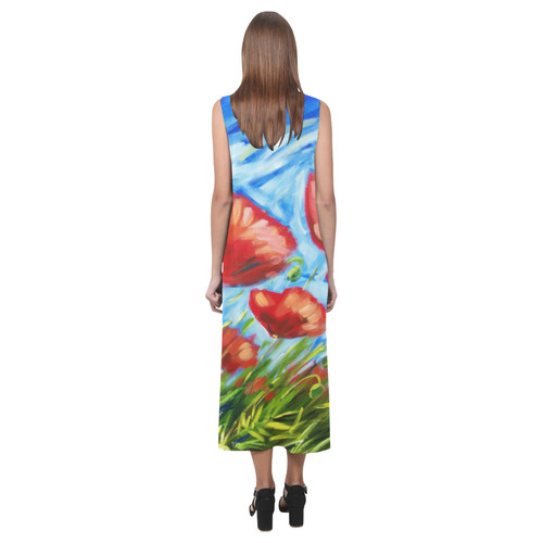 Summer Poppies Dress Phaedra Sleeveless Open Fork Long Dress (Model D08)