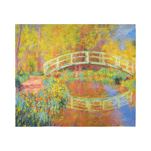 Monet Japanese Bridge Reflection Cotton Linen Wall Tapestry 60"x 51"