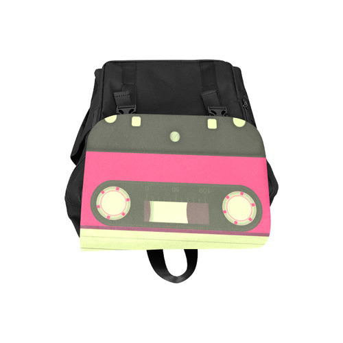 Pink Cassette Tape Casual Shoulders Backpack (Model 1623)