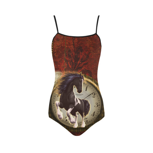 Wonderful horse on a clock Strap Swimsuit ( Model S05)