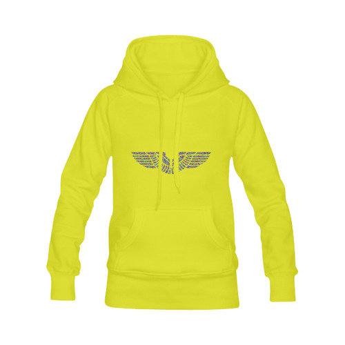 Abstract Triangle Eagle Wings Yellow Women's Classic Hoodies (Model H07)