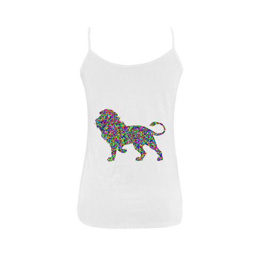 Abstract Triangle Lion White Women's Spaghetti Top (USA Size) (Model T34)