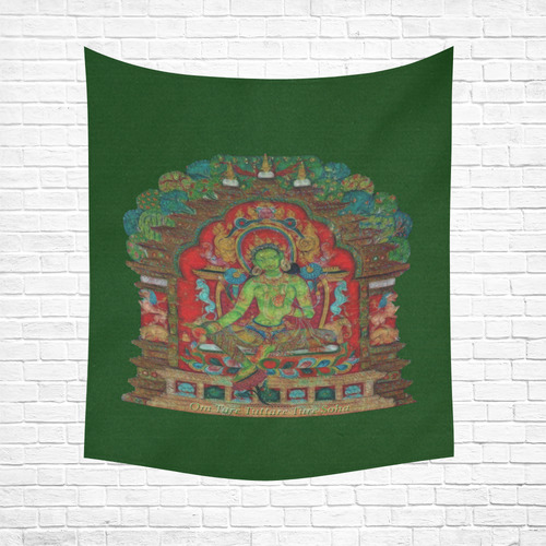 Green Tara from Tibetan Buddhism Cotton Linen Wall Tapestry 51"x 60"