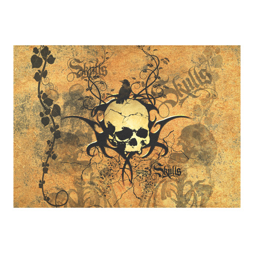 Awesome skull with tribal Cotton Linen Tablecloth 60"x 84"