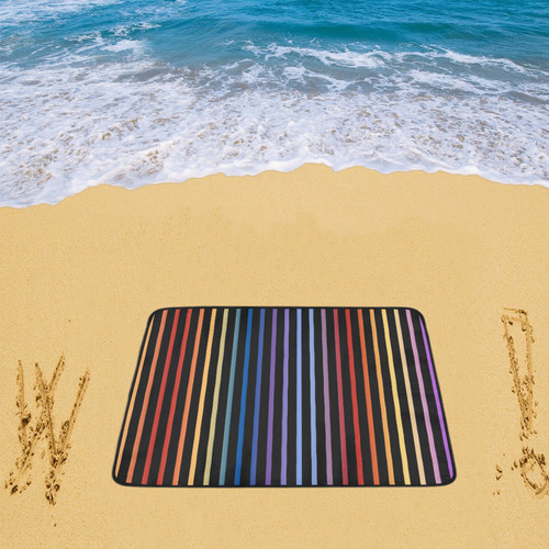 Narrow Flat Stripes Pattern Colored Beach Mat 78"x 60"