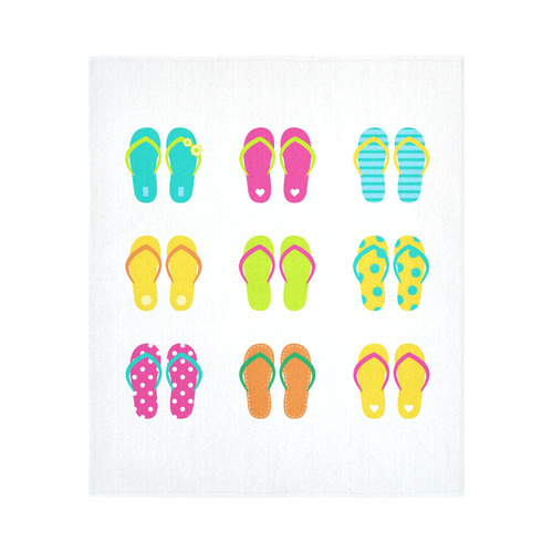 Summer Wall Canvas designers edition with wild Shoes : yellow, blue, pink Cotton Linen Wall Tapestry 51"x 60"