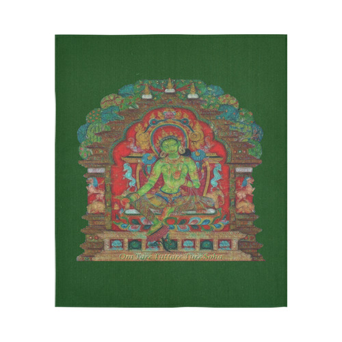 Green Tara from Tibetan Buddhism Cotton Linen Wall Tapestry 51"x 60"