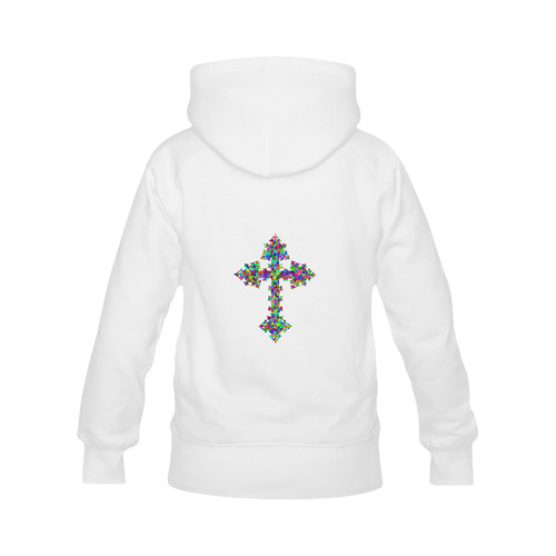 Abstract Triangle Cross White Women's Classic Hoodies (Model H07)