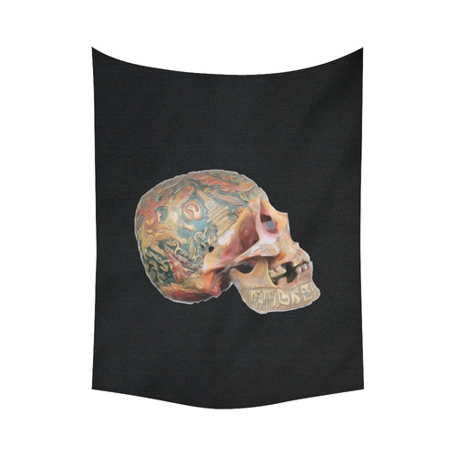 Colored Human Skull Cotton Linen Wall Tapestry 60"x 80"