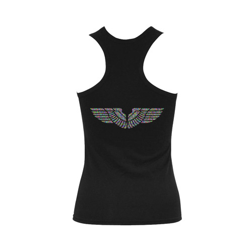 Abstract Triangle Eagle Wings Black Women's Shoulder-Free Tank Top (Model T35)