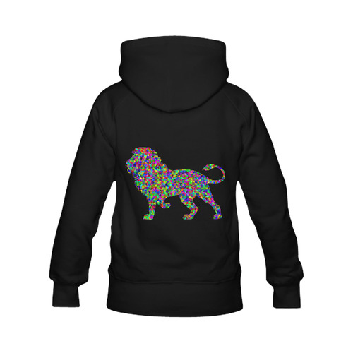 Abstract Triangle Lion Black Women's Classic Hoodies (Model H07)
