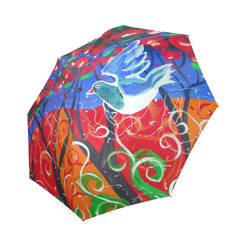 Kereru in pohutukawa umbrella Foldable Umbrella (Model U01)