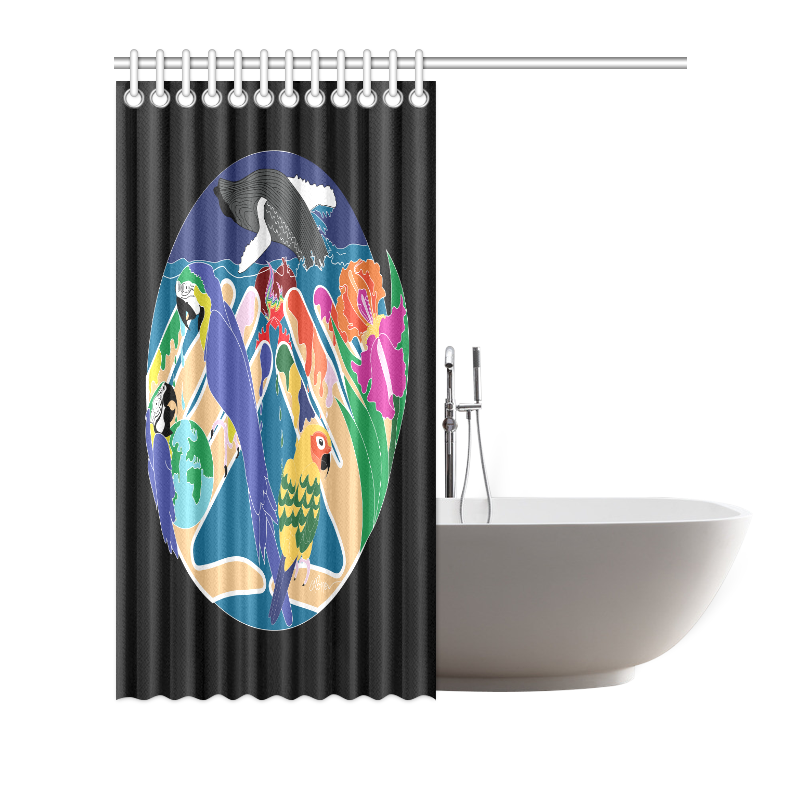 Tropical Cration Black Shower Curtain 72"x72" ID D876738