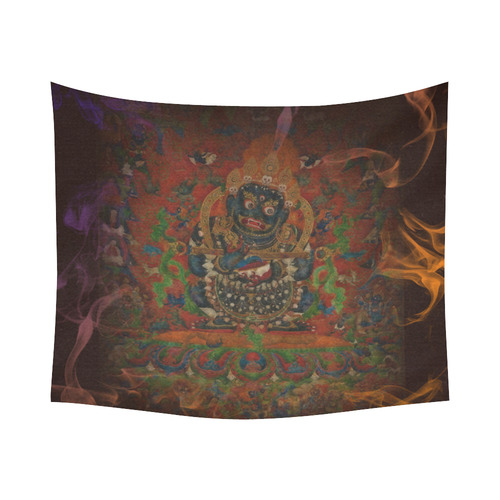 Tibetan Buddhism Mahakala Cotton Linen Wall Tapestry 60"x 51"