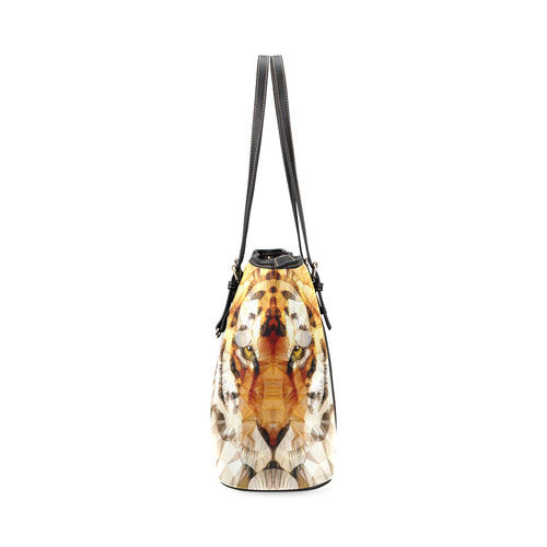 abstract tiger Leather Tote Bag/Large (Model 1640)