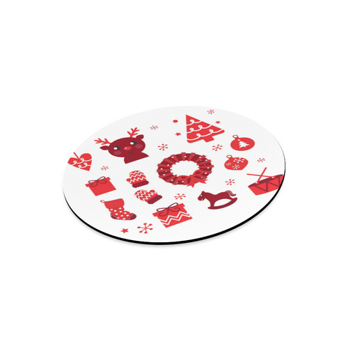 Christmas red - brown designers Edition in MANGA REINDEER style Round Mousepad