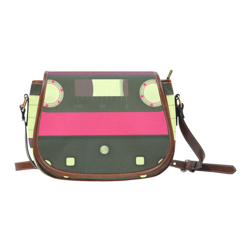 Pink Cassette Tape Saddle Bag/Small (Model 1649) Full Customization