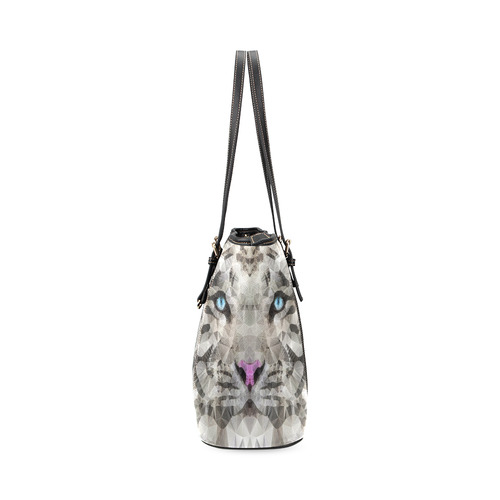 white tiger Leather Tote Bag/Large (Model 1640)