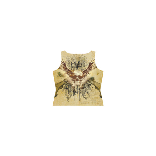 Amazing skull, wings and grunge Sleeveless Splicing Shift Dress(Model D17)