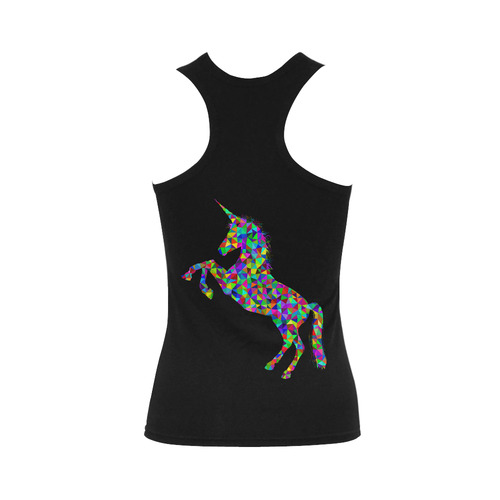 Abstract Triangle Unicorn Black Women's Shoulder-Free Tank Top (Model T35)