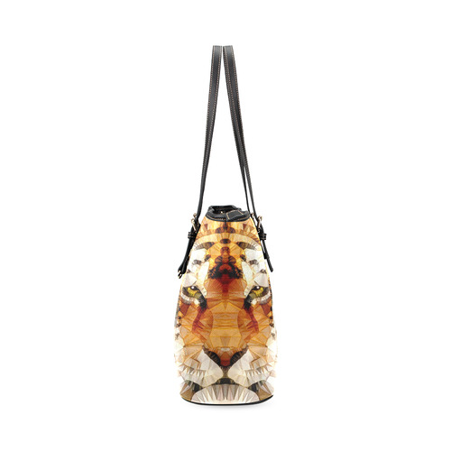 abstract tiger Leather Tote Bag/Small (Model 1640)