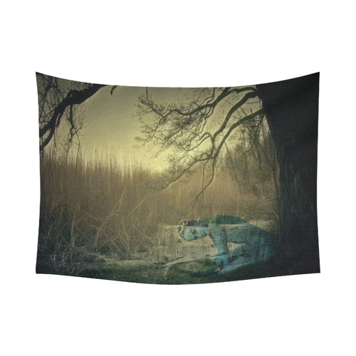 An Elve On The Pond Cotton Linen Wall Tapestry 80"x 60"