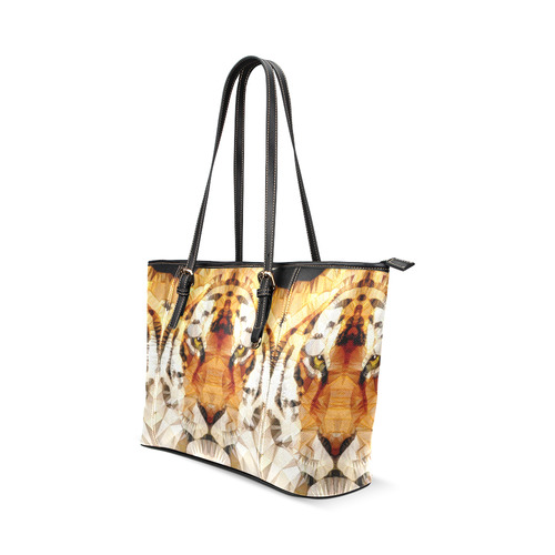 abstract tiger Leather Tote Bag/Large (Model 1640)