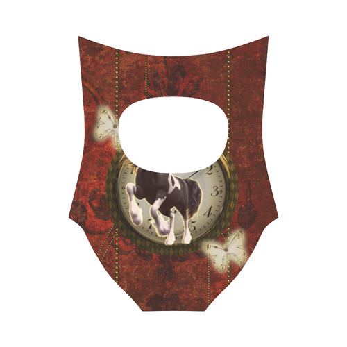 Wonderful horse on a clock Strap Swimsuit ( Model S05)