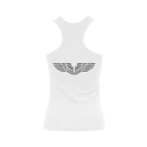 Abstract Triangle Eagle Wings White Women's Shoulder-Free Tank Top (Model T35)