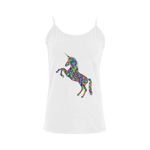 Abstract Triangle Unicorn White Women's Spaghetti Top (USA Size) (Model T34)