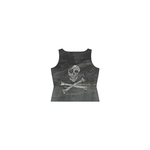 Vintage Skull Pirates Flag Sleeveless Splicing Shift Dress(Model D17)