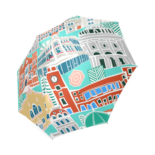 Christchurch memories buildings umbrella Foldable Umbrella (Model U01)