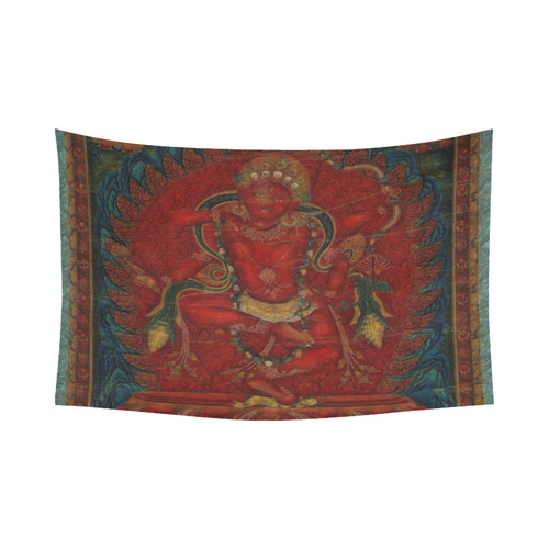 Kurukulla From Tibetan Buddhism Cotton Linen Wall Tapestry 90"x 60"