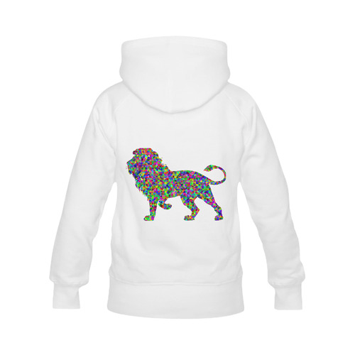 Abstract Triangle Lion White Women's Classic Hoodies (Model H07)