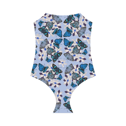 Blue butterflies Strap Swimsuit ( Model S05)