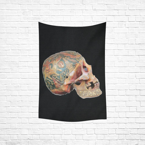 Colored Human Skull Cotton Linen Wall Tapestry 40"x 60"