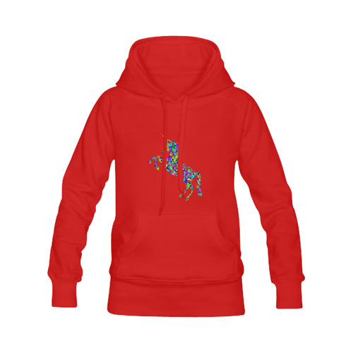 Abstract Triangle Unicorn Red Women's Classic Hoodies (Model H07)