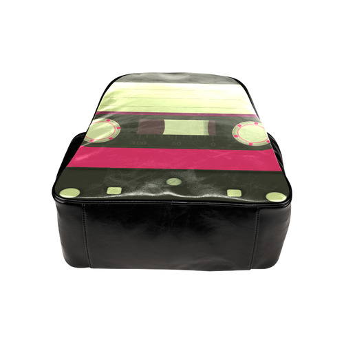 Pink Cassette Tape Multi-Pockets Backpack (Model 1636)