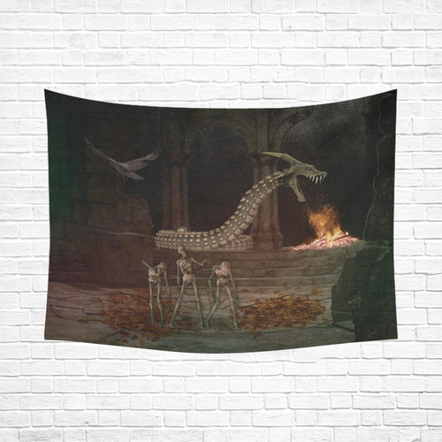 Dragon meet his Zombie Friends Cotton Linen Wall Tapestry 80"x 60"