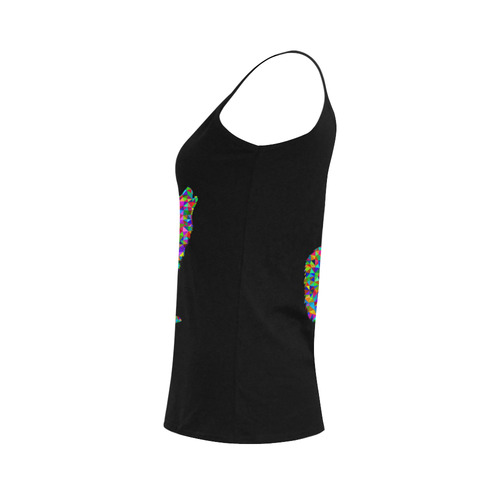 Abstract Triangle Wolf Black Women's Spaghetti Top (USA Size) (Model T34)