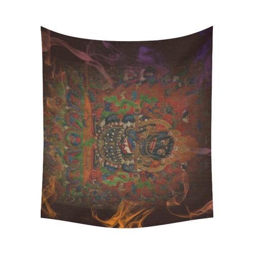 Tibetan Buddhism Mahakala Cotton Linen Wall Tapestry 60"x 51"