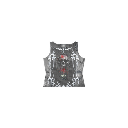 Awesome skull on metal design Sleeveless Splicing Shift Dress(Model D17)