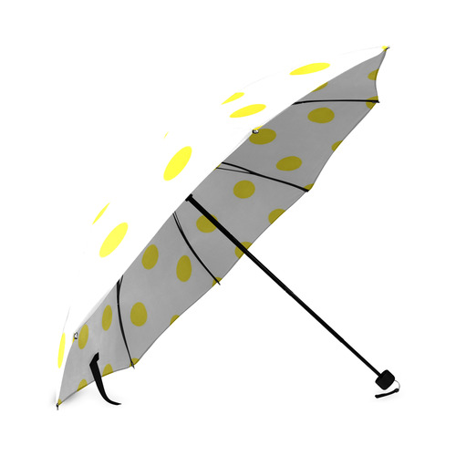 White and Yellow old fashionable Dots on Umbrella : Unique design inspired with 60s Foldable Umbrella (Model U01)
